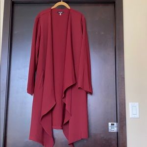 Burgundy open drape jacket